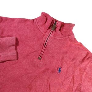 Polo Ralph Lauren 1/4 Zip Men's Medium Heather Red Pullover Sweater Pony Cotton